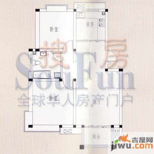 领秀华城2室2厅1卫91㎡户型图