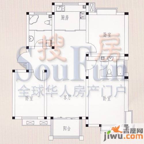 领秀华城3室2厅2卫130㎡户型图