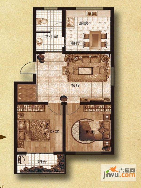 君怡佳苑2室1厅1卫85.5㎡户型图