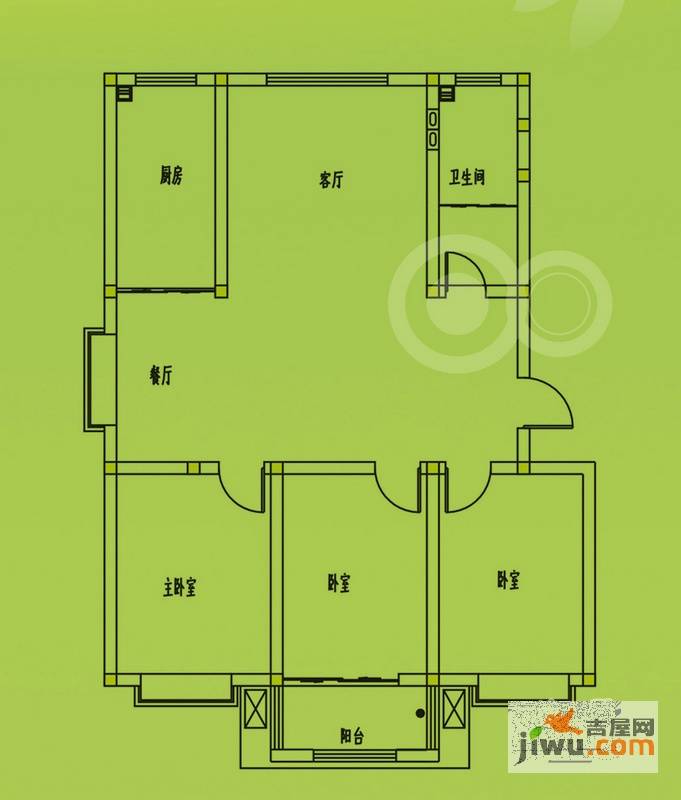 惠和园3室2厅1卫118㎡户型图