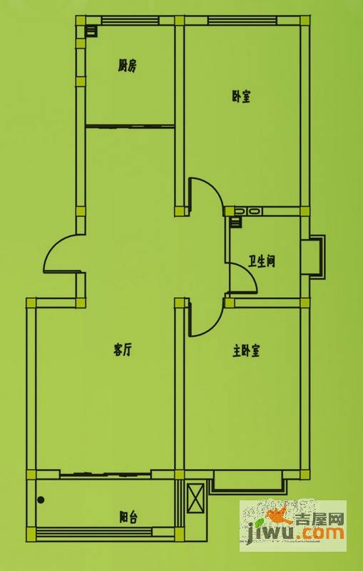 惠和园2室2厅1卫90㎡户型图