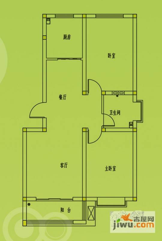 惠和园2室2厅1卫75㎡户型图