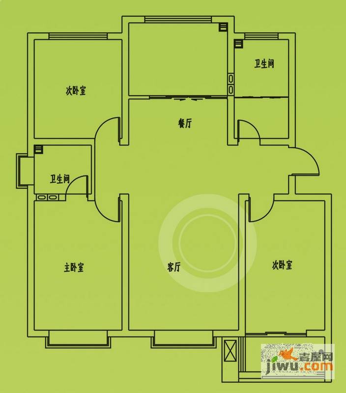 惠和园3室2厅2卫125㎡户型图