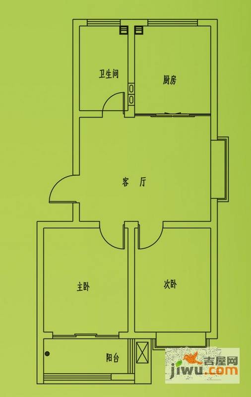 惠和园2室1厅1卫75㎡户型图