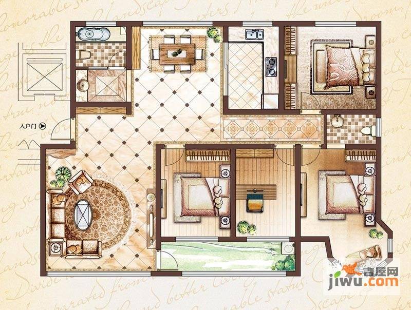 嘉汇花溪地4室2厅2卫160㎡户型图