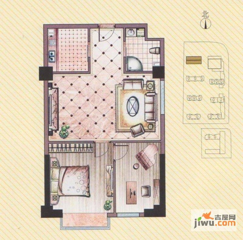 盛世华廷2室1厅1卫89.8㎡户型图