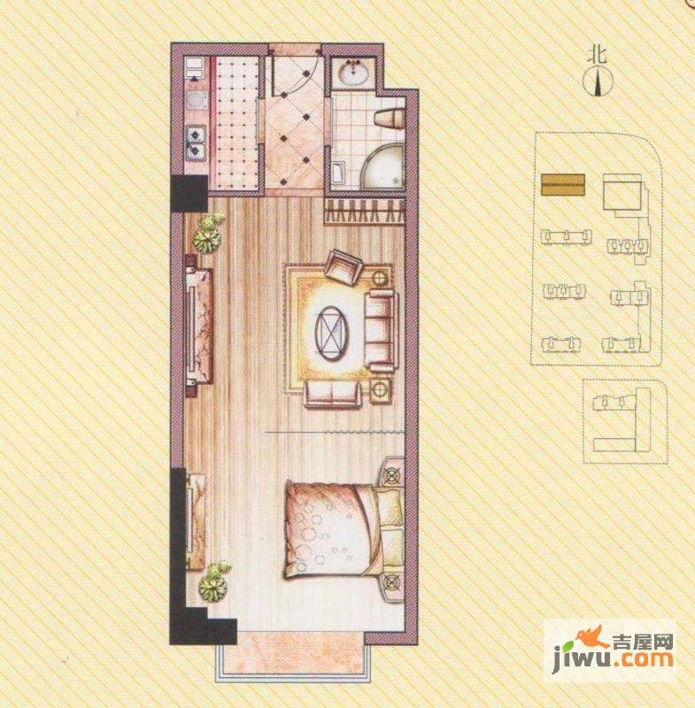 盛世华廷1室1厅1卫57.9㎡户型图