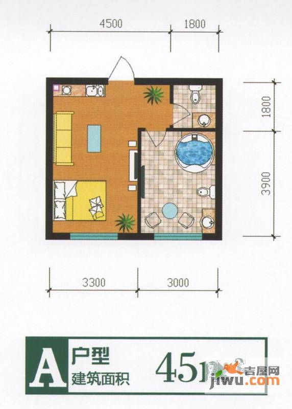 名泉河畔普通住宅45㎡户型图