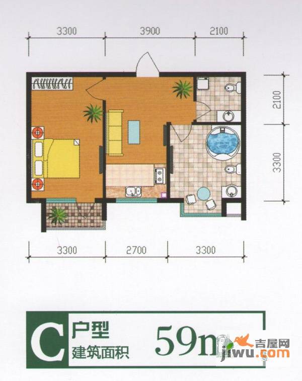 名泉河畔普通住宅59㎡户型图