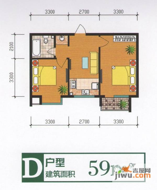 名泉河畔普通住宅59㎡户型图