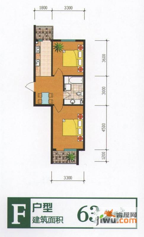 名泉河畔普通住宅63㎡户型图