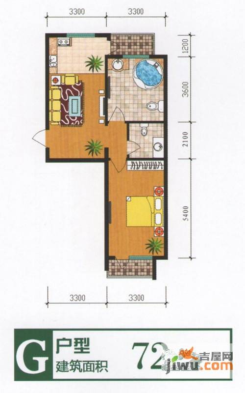 名泉河畔普通住宅72㎡户型图