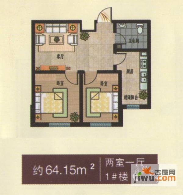 誉龍华府0室1厅0卫64.2㎡户型图