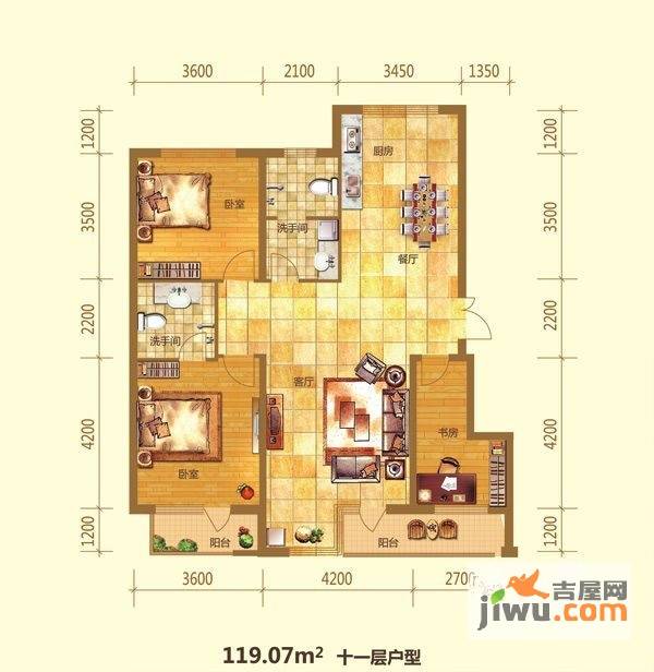 雅田园普通住宅119.1㎡户型图