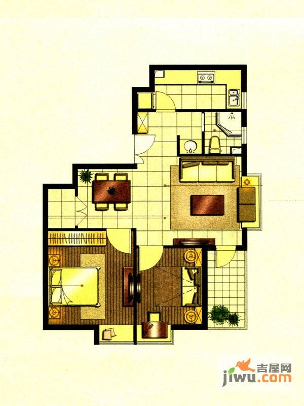 黄金年代2室2厅1卫80.3㎡户型图