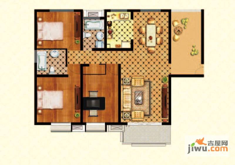 中裕豪庭3室2厅1卫132㎡户型图