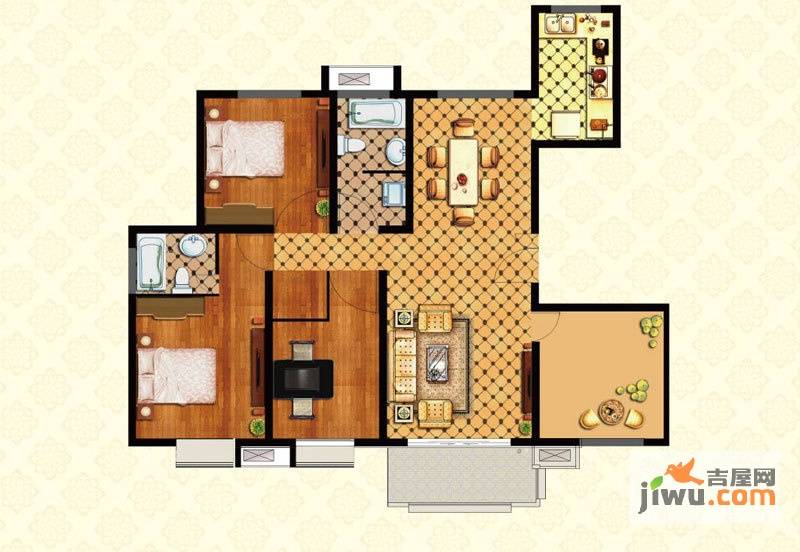 中裕豪庭3室2厅1卫132㎡户型图