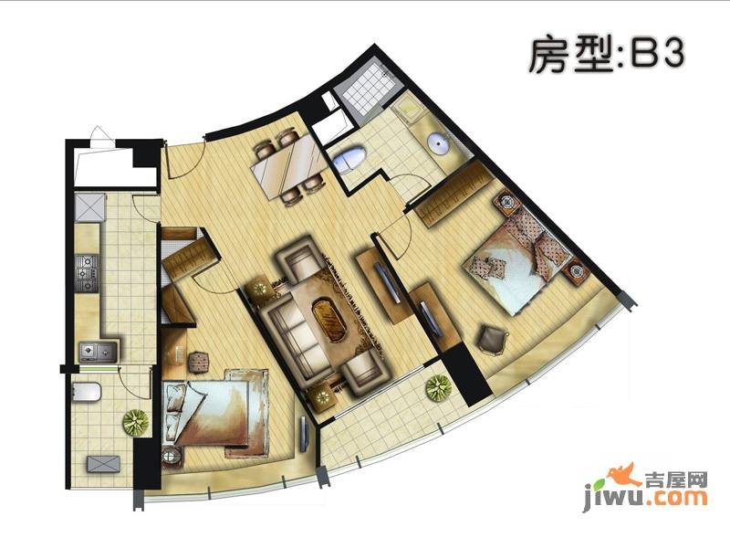 碧云公馆2室2厅1卫105㎡户型图