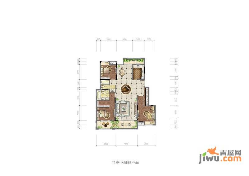 兰湖美域3室2厅2卫132㎡户型图