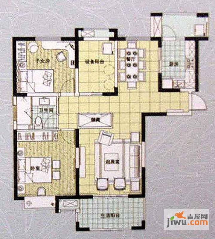 同盛南桥花园2室2厅1卫100㎡户型图