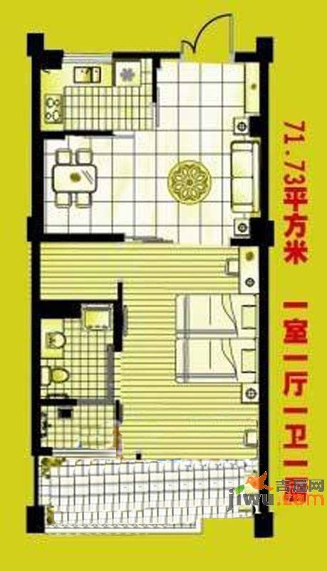 亲和源1室1厅1卫57.8㎡户型图