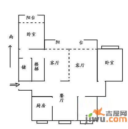 航天公寓二期5室2厅2卫户型图