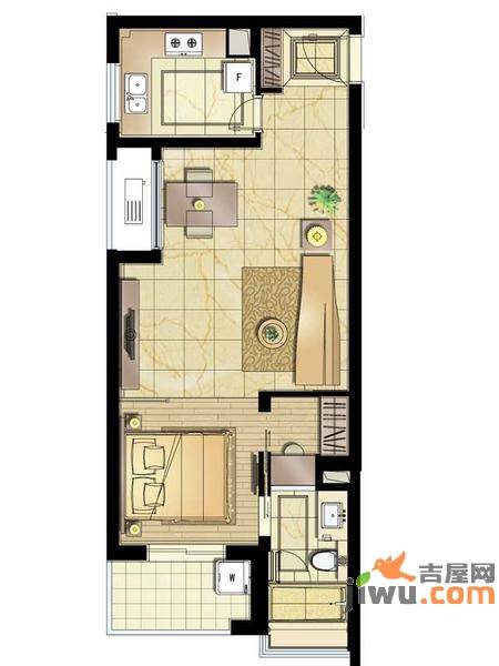 复地新都国际1室2厅1卫71㎡户型图