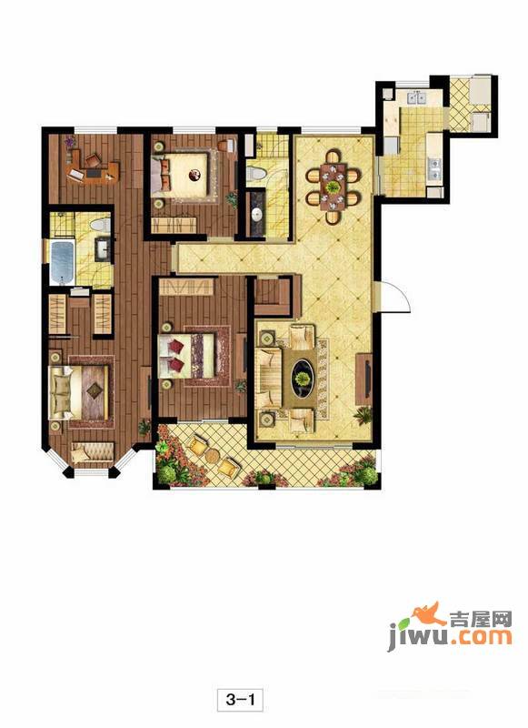 复地新都国际4室2厅2卫184㎡户型图