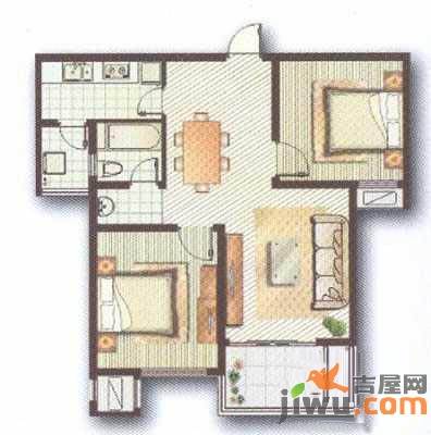 鼎秀园2室2厅1卫91.2㎡户型图