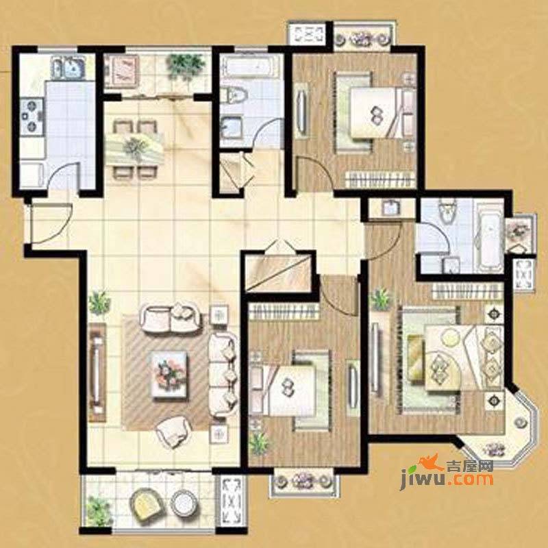 恒盛湖畔豪庭3室2厅2卫143㎡户型图