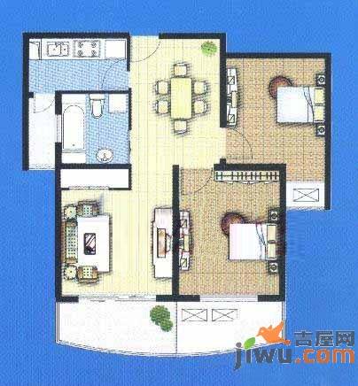 东方城市绿洲2室2厅1卫88㎡户型图