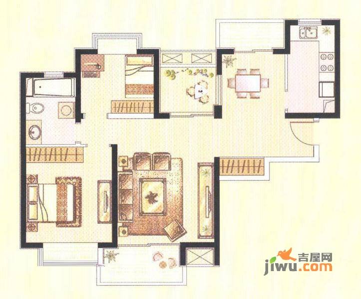 印象春城2室2厅1卫91.5㎡户型图