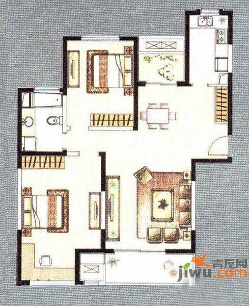 印象春城2室2厅1卫88.5㎡户型图