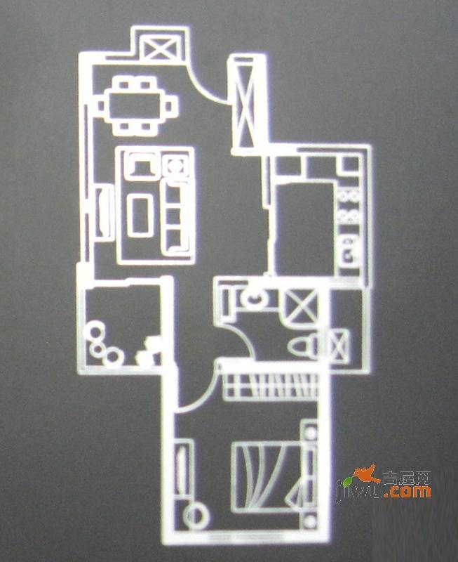 印象春城1室2厅1卫64㎡户型图