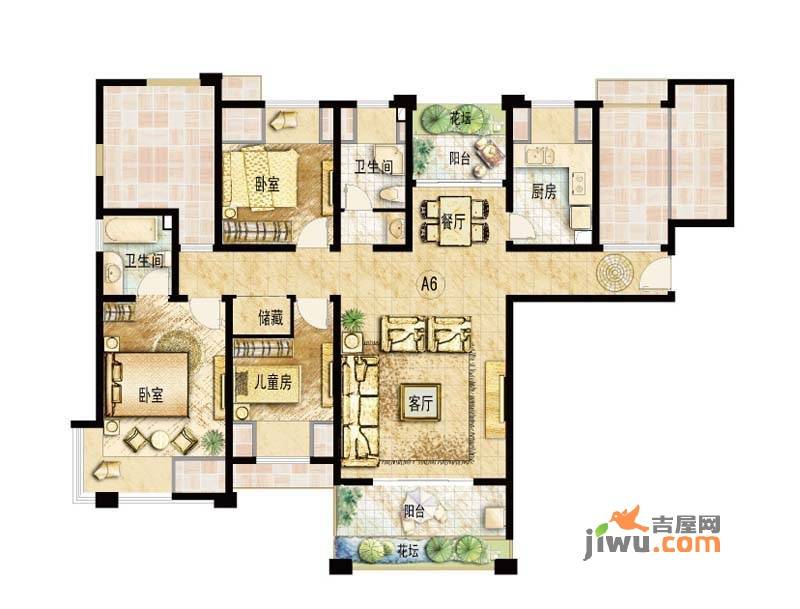 保利叶上海3室2厅2卫145㎡户型图