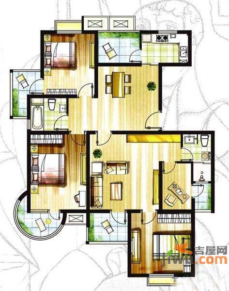 毕加索小镇4室2厅2卫150㎡户型图