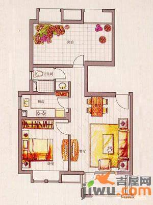 万科琥珀郡园1室1厅1卫80㎡户型图