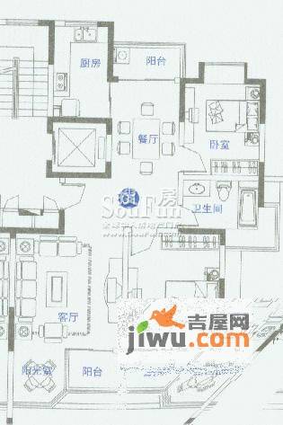 新城御景2室2厅1卫107㎡户型图