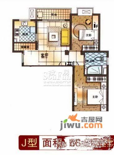 粤亮湾景苑2室2厅1卫86.6㎡户型图