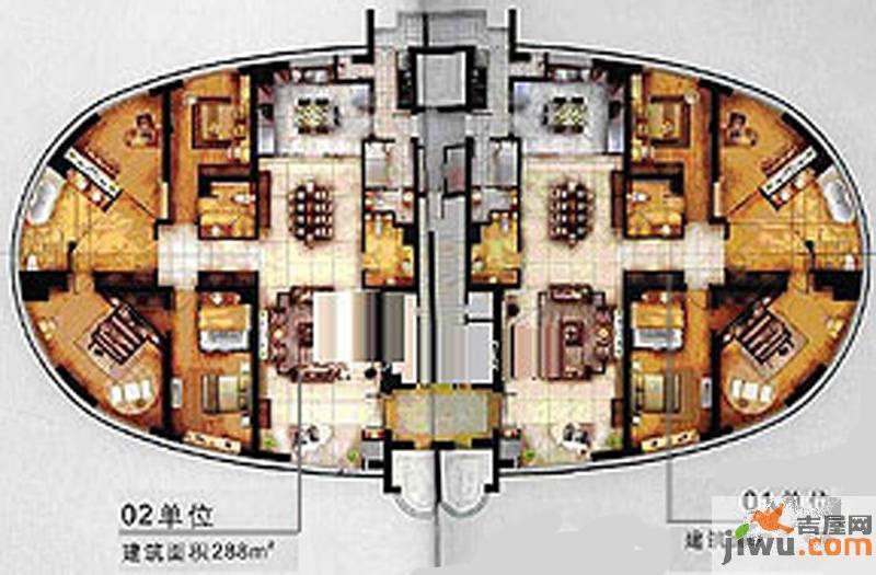 王子晶品5室2厅2卫288㎡户型图