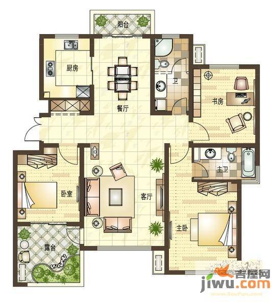 赞成红树林2室2厅2卫127㎡户型图