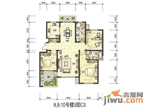 赞成红树林3室2厅2卫127㎡户型图