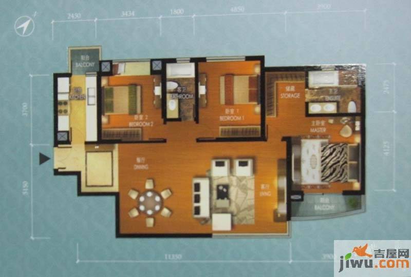 泰欣嘉园3室2厅2卫158.4㎡户型图