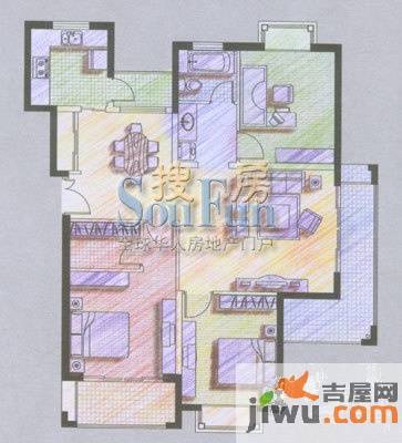 美岸栖庭3室2厅1卫123.2㎡户型图