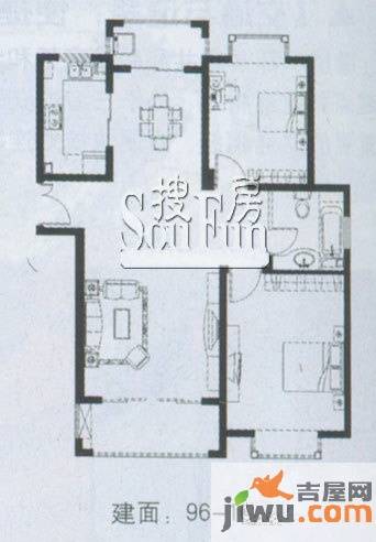 美岸栖庭2室2厅1卫101㎡户型图