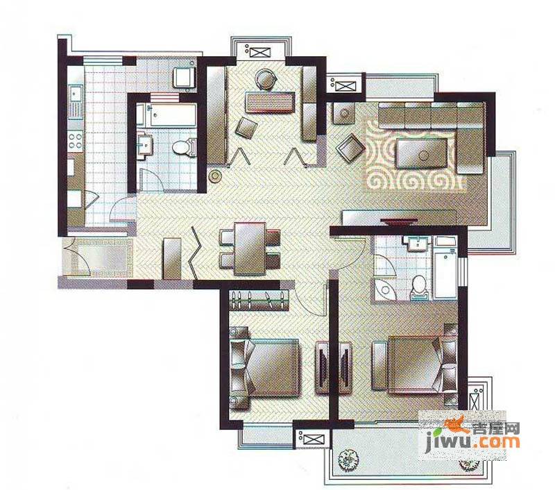 馥敦坊3室2厅2卫134.6㎡户型图