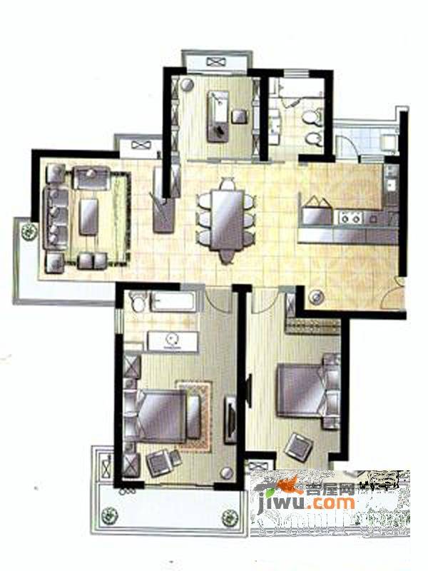 馥敦坊3室2厅2卫166.2㎡户型图