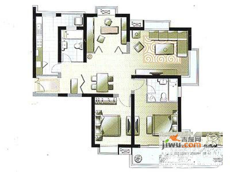 馥敦坊3室2厅2卫135.3㎡户型图