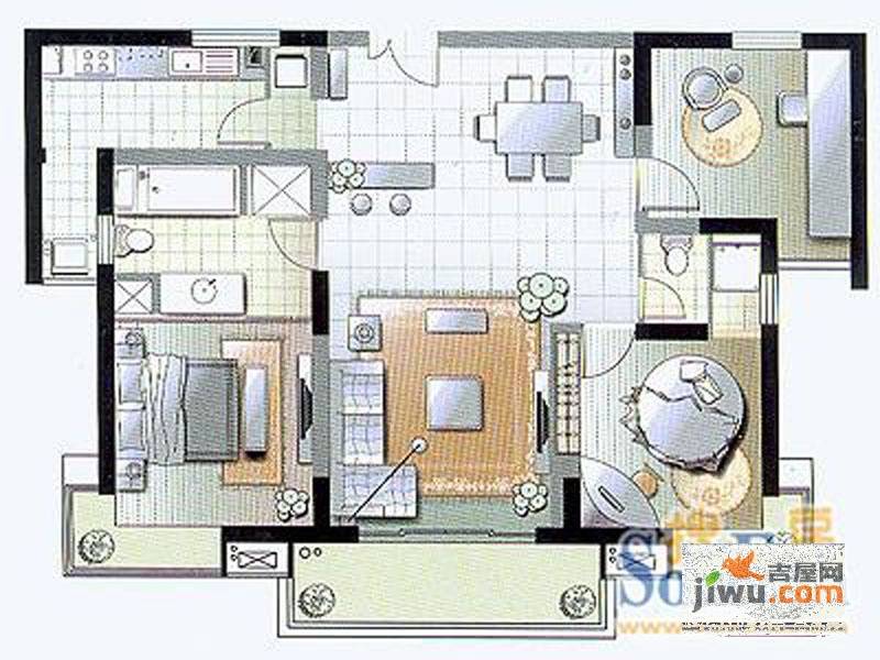 馥敦坊2室2厅2卫134.6㎡户型图