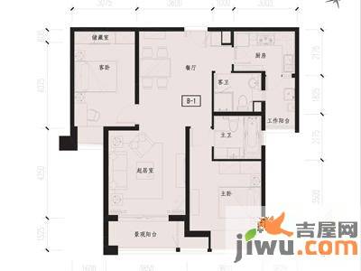 瑞虹新城铭庭2室2厅2卫104.9㎡户型图